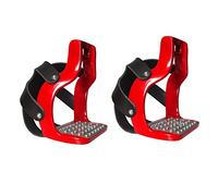 LOVIVER 2 Piezas Estribos para Equitación Pedal Ancho de Aluminio con Recubrimiento Resistente Y Soporte Ergonómico Apto para Hombres Mujeres Y Niños Durante, Rojo