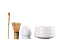 LOVIVER 4 Piezas/Set Kit de de Té Hogar de Japonés Hold Hold Ceramic Watch Soporte Tea Bowl Matcha Cepillo, Cuenco de té Blanco, Individual
