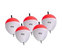 LOVIVER 5 flotadores de Pesca, Boyas deslizantes, flotadores EVA Rojos y Blancos, Accesorios para Aparejos, Juego de de Espuma ovalados para Pesca de lubina, 40g