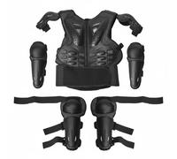 LOVIVER 5 Piezas Protectora Infantil Set de Protección Chaleco Coderas Rodilleras Acolchadas con Correas Elásticas Ajuste Cómodo para Ciclismo Patinaje , Negro , Talla Única Apto para 7-12 Años