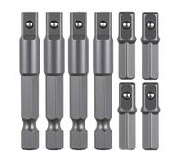 LOVIVER 8 adaptadores de puntas hexagonales a cuadradas, adaptadores de extensión de impacto, convertidores resistentes de repuesto para ensamblaje mecánico.