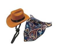 LOVIVER Accesorios de Vestuario de Vaquero Mascota Cosplay Cowboy Sombrero y Bandana Soft Photo Prop Funny For Dog Mexican Holiday Party Decoration, Navy Blue S