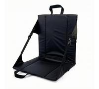 LOVIVER Asiento Plegable para Exterior Cojín Respaldo Almohadilla Colchoneta con Apoyo Lumbar Ajustable Base Antideslizante y Transporte con Asa y Correa en, Negro