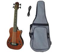 LOVIVER Bajo Ukulele Acústico Electroacústico 30 Pulgadas Guitarra Baja Ukebass con Madera de Caoba Diapasón de Pastilla, U-Bass De 30 Pulgadas/Cuerdas De Tendón De Res + Funda De 10mm