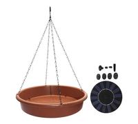 LOVIVER Bandeja Colgante con Placa de Fuente alimentada por energía Solar para Baño de pájaros, decoración de jardín, comedero para pájaros, baño para pájaros
