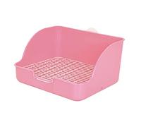 LOVIVER Bandeja Sanitaria para Mascotas Inodoro Esquinero Caja de Arena Y Orinal de Entrenamiento con Mecanismo de Bloqueo a Adecuado para Chinchill, Rosado