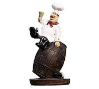 LOVIVER Bonita, Estatua de Resina, Modelo de Cocinero, Adorno, Accesorios para para hogar, Sentarse en el Barril de Vino