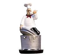 LOVIVER Bonita, Estatua de Resina, Modelo de Cocinero, Adorno, Accesorios para para hogar, Siéntese en la Tapa de la Olla
