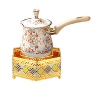 LOVIVER Cafetera turca calentadora de leche con mango de madera, jarra para calentar, chocolate y espumar leche para el hogar, la cocina y la, 900ml