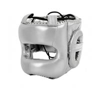 LOVIVER Casco de Boxeo Protector con Cobertura Completa Cabezal de Entrenamiento de Sparring Casco de con Correas Superiores Ajustables y Estructura Rígida, Plateado Metálico, Niño-S