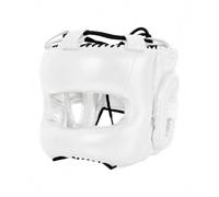 LOVIVER Casco de Boxeo Protector con Cobertura Completa Cabezal de Entrenamiento de Sparring Casco de con Correas Superiores Ajustables y Estructura Rígida, Blanco, Niño-S