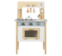 LOVIVER Cocina de Juguete Infantil Cocina de Madera Juego Imaginativo Juego de Roles Cocina Educativa con Reloj y Perillas Giratorias Adecuada para Niños Pequeños Guardería Sala de Juegos, Blanco
