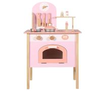 LOVIVER Cocina de Juguete Infantil Cocina de Madera Juego Imaginativo Juego de Roles Cocina Educativa con Reloj y Perillas Giratorias Adecuada para Niños Pequeños Guardería Sala de Juegos, Rosa