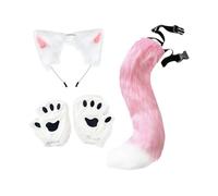 LOVIVER Conjunto de Orejas y Cola de y, Gorro de Peluche para Carnaval, espectáculos, Fiestas y cumpleaños, Rosa
