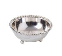LOVIVER Cuenco de Postre Cuenco Tazón Recipiente Fuente de Metal Forjado con Diseño Redondo y Poco Profundo Borde de Que Añade Detalle, Plata, 7.5 Cm
