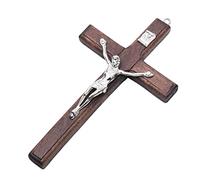 LOVIVER de crucifijo Religiosa Fe Cristo Jesús 2 Piezas Cruz de Pared para salón de Pascua, marrón