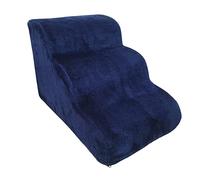 LOVIVER Escalera de Espuma para Perros, rampa para Perros Viejos, Soporte de peldaño, Cubierta con Cremallera, Gatos pequeños, Cachorros, 3 Niveles, Escalera, Azul Oscuro
