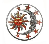 LOVIVER Escultura de Sol, y Estrella de Metal de 11 ", decoración de Pared, Adornos para Colgar en la Pared, Placa para balcón, Interior al Aire Libre, Marrón