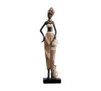 LOVIVER Estatua de Mujer Africana de Resina, Escultura Coleccionable Vintage, Figura de Mujer Tribal, Figura Humana para Fiesta, Oficina, Granja, 7 Cm X 5 Cm X 34 Cm