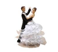 LOVIVER Figura Nupcial Pareja Novios Tarta Boda Escultura Romántica de Resina Hecha y Pintada a Mano Sencilla Detallada Recomendable para Bodas Cumpleaños Colecciones Decoración de Interiores, B