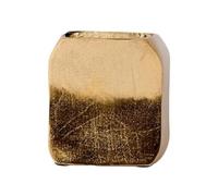 LOVIVER Florero Aluminio Resistente | Metálico, Jarrón Cuadrado, Moderno, Jarrón Centro Mesa, para Consola, Estantería, Oro, 17x7x18cm