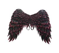 LOVIVER Grandes alas de ángel para Adultos Accesorios de Disfraces de Hadas Alas Decorativas Tela no Tejida Impresa para Fiesta Carnaval de Halloween Mardi, Negro Rojo