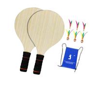 LOVIVER Kit de Juego de Paleta de Madera para Playa con 6 paletas y Bolsa con cordón de 32 x 18 cm para niños y niñas, Agarre de Espuma Suave Multifuncional.