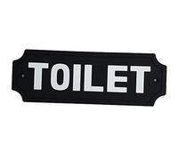 LOVIVER licencia de Pared, Cartel de Puerta Señales para Puerta WC Cartel de, TOILET- Fondo Negro Palabra Blanca