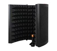 LOVIVER Mini protector de aislamiento para micrófono, 3 paneles, plegable, espuma absorbente de alta densidad, tamaño compacto para cabina vocal de