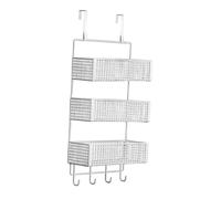 LOVIVER Organizador de puerta para montar en pared, estante de gran capacidad para condimentos, cesta de alambre de metal para armario o dormitorio, S White