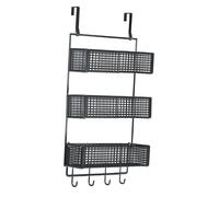 LOVIVER Organizador de puerta para montar en pared, estante de gran capacidad para condimentos, cesta de alambre de metal para armario o dormitorio, S Black