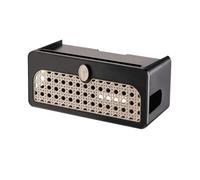 LOVIVER Organizador Escritorio Compacto Organizador Cables con Panel Rejilla Versátil Caja Organizadora con Tapa Abatible, Negro