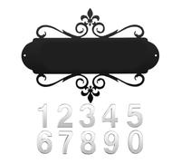 LOVIVER Placa de metal con número de casa, señal de dirección de hierro, placa de pared decorativa para casa, oficina, interior y exterior, regalo de