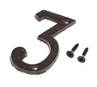 LOVIVER Placa de Signo de Número 0 a 9 Hecho de Hierro con Tornillos de Ensamblaje Decoración para Puerta Pared Jardín - Numero 3