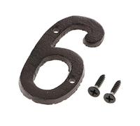 LOVIVER Placa de Signo de Número 0 a 9 Hecho de Hierro con Tornillos de Ensamblaje Decoración para Puerta Pared Jardín - Número 6