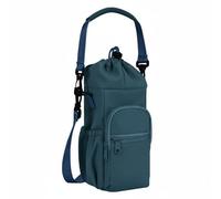 LOVIVER Porta Botellas Aislante Funda para Botella Térmica con Aislamiento y Aluminio Bolsillos y Gancho Acceso Rápido con Cordón Correa Material Resistente, Azul, Azul Marino
