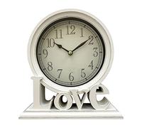 LOVIVER Reloj de Escritorio Redondo Relojes de repisa Relojes de Estante silenciosos Relojes de Mesa Chimenea Sin tictac Digital para Bodas Decoraciones de, Blanco