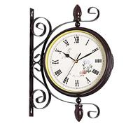 LOVIVER Reloj de Pared de Doble Cara de Estilo Retro, Relojes de Montaje en Pared batería silenciosos para Sala de Estar, hogar, Interior,