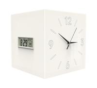 LOVIVER Reloj de Pared de Esquina de Doble Cara, Decorativo, acrílico, con Fecha, Semana, Temperatura, para decoración de Pared de Dormitorio, Blanco Lechoso