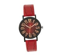 LOVIVER Reloj de Pulsera analógico para Mujer, Correa de Piel sintética con números arábigos, Regalo de cumpleaños, Rojo
