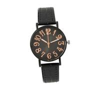 LOVIVER Reloj de Pulsera analógico para Mujer, Correa de Piel sintética con números arábigos, Regalo de cumpleaños, Negro