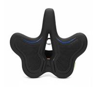 LOVIVER Sillín de Bicicleta con Estructura de Soporte Ancho Material de PU Cuero División Central Ventilada para Rutas Prolongadas y Paseos Recreativos, Azul