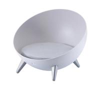 LOVIVER Sofá Cama Elevado para Gatos, Estilo nórdico, Creativo y cómodo, Taburete Redondo para Gatos de Interior con cojín de Esponja, Piernas Grises