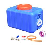 LOVIVER Tanque de Agua para Uso, garrafa, Cubo de Almacenamiento Horizontal con Grifo y Manguera para Camping, jardín y riego agrícola, Azul 27.5 Kg