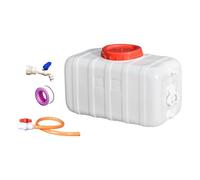 LOVIVER Tanque de Agua para Uso, garrafa, Cubo de Almacenamiento Horizontal con Grifo y Manguera para Camping, jardín y riego agrícola, Blanco 27.5 Kg