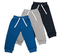 Lovjoy Pantalón Chándal Bebé Niños - Pack de 3 - Calidad Comodidad - 100% Algodón Suave - Cintura Elástica - Unisex, 3-4 años, Azul Real, Gris y Azul Marino