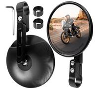 LOVLEX Espejos retrovisores para moto homologados E24, 2 unidades, espejos redondos plegables universales, manillar de 22 mm y 25,4 mm con CNC, compatibles con scooter 50 Moto Cruiser ATV