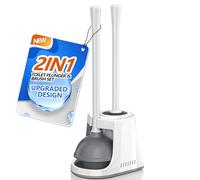 LOVLOY Juego de émbolo y Cepillo de Inodoro, Cepillo de Cuenco y émbolo de Inodoro Resistente con Soporte ventilado, Cepillo de Inodoro 2 en 1 y émbolo para Limpieza de baño (Blanco, 1)