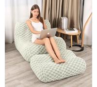 LOVMOC Puf con reposapiés, cómodo sofá de lectura para adultos, sofá moderno para sala de estar, dormitorio, color verde