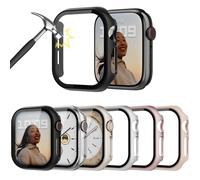 Lovmunia Carcasa de 6 piezas con protector de pantalla compatible con Apple Watch Series 11/10 46 mm, carcasa dura de policarbonato integral, resistente a los arañazos, protector de pantalla de vidrio